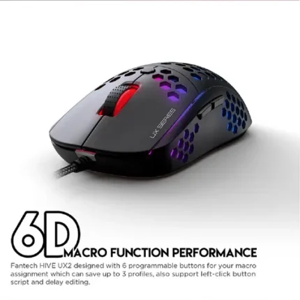 Fantech Hive UX2 6 Buttons 7 Mode USB RGB Gaming Mouse Black