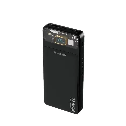 Fantech T1 10000mAh Mini 22.5W Fast Charging Transparent Display Power Bank - Black