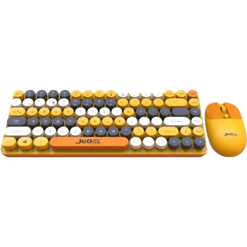 Jedel WS682 Retro Wireless Mechanical Keyboard Mouse Combo
