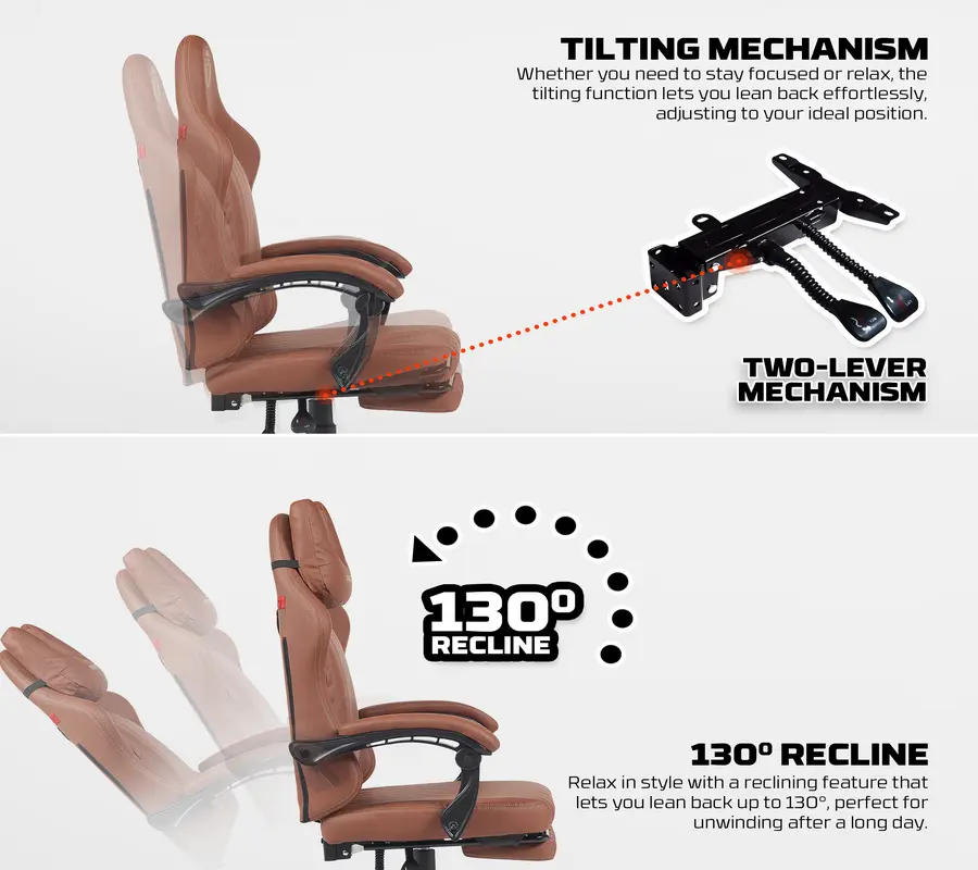 Fantech GC193 Ergonomic Gaming Chair with Headrest & Footrest