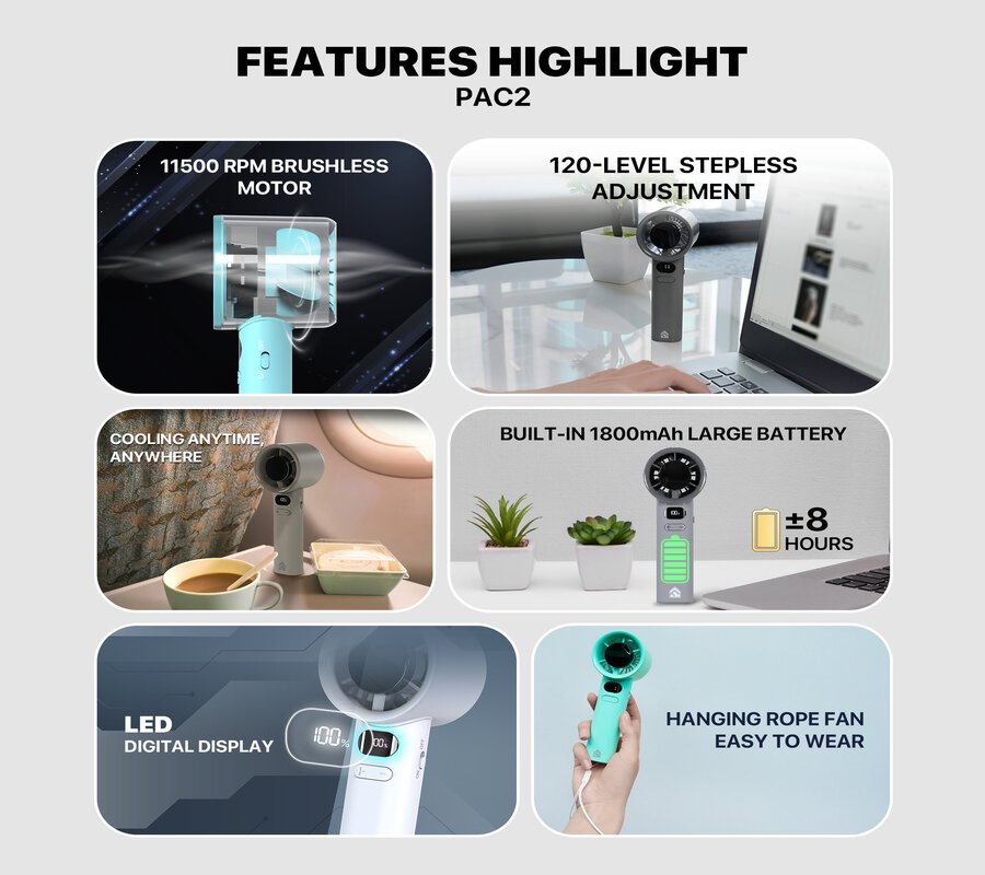 Fantech PAC2 Portable Handheld Charger Fan