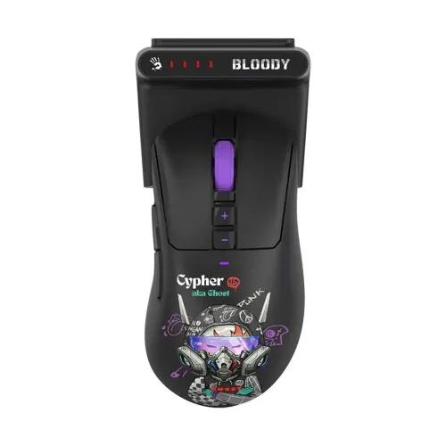 A4Tech Bloody R73 Ultra Duo Dual Mode Wireless Gaming Mouse With Dock - Cypher Ghost