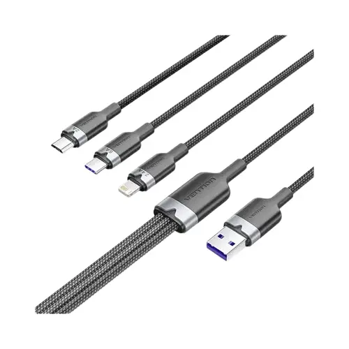 VENTION CTRBG Cotton Braided 3-in-1 USB 2.0 6A Cable - 1.5M
